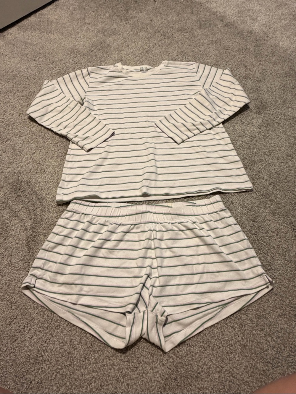 LAKE Pajama Set Green/Purple Stripe